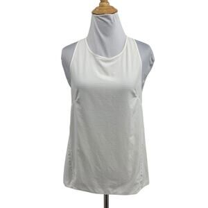 Lululemon Tank Top Womens 8 White Reflective Racerback High Neck Tulip Side Hem